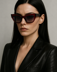Viper Rectangular Sunglasses in Red Acetate