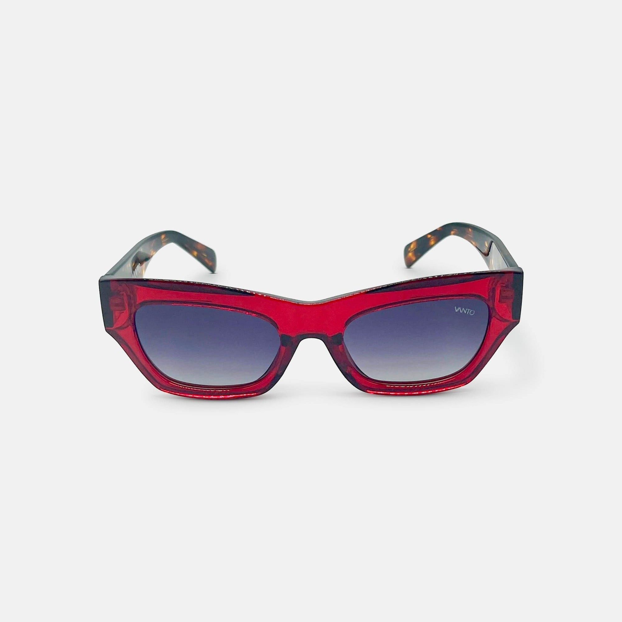 Viper Rectangular Sunglasses in Red Acetate - Vanto