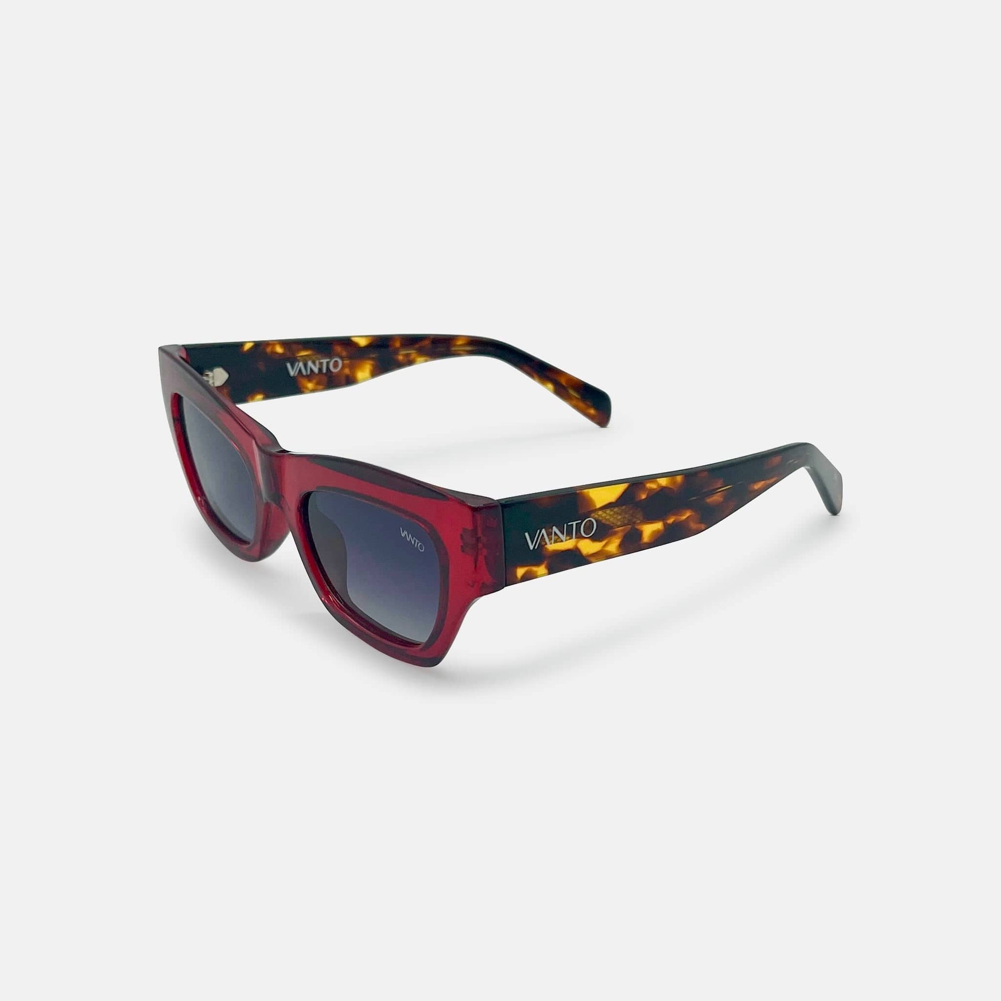 Viper Rectangular Sunglasses in Red Acetate - Vanto