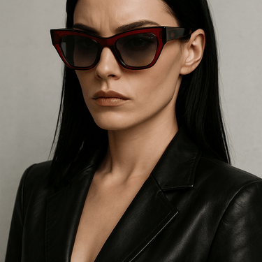 Viper Rectangular Sunglasses in Red Acetate - Vanto